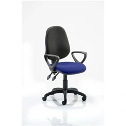 Image of Eclipse Plus II Lever Task Operator Chair Black Back Bespoke Seat with Loop Arms In Stevia Blue