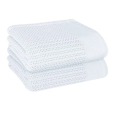 Image of EHC Pack of 2 Cellular Baby Blanket, Made From Cotton, Premium Knitted Nursery Blanket For Babies, Newborns, Boys and Girls, Super Soft &amp; Breathable, Ideal Delicate Skin, 85 x 95 cm, White