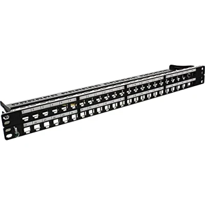 Image of InLine 76848C patch panel 48 speed, keystone snap in empty plate panel, 19 inches, 1U, black