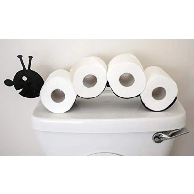 Image of Garden Mile Caterpillar Toilet Roll Holder Free Standing Black Paints Metal Wall Mounted Animal Shape Decorative Kitchen or Bathroom Accessories Indoor, Home Decor Storage Loo