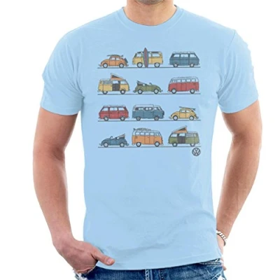 Image of Volkswagen Vans and Beetles Men&#039;s T Shirt Sky Blue
