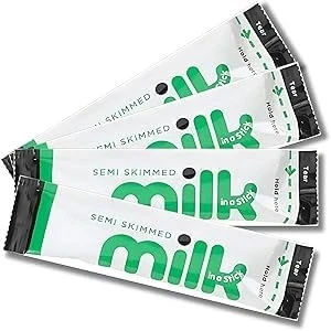 Image of 60 x Lakeland Dairies Milk In A Stick UHT Semi Skimmed Sachets 10ml Each. Ideal for Travel, Camping, Work, Hotels, Airplanes, and Letterbox Friendly Packaging By Espresso Yourself