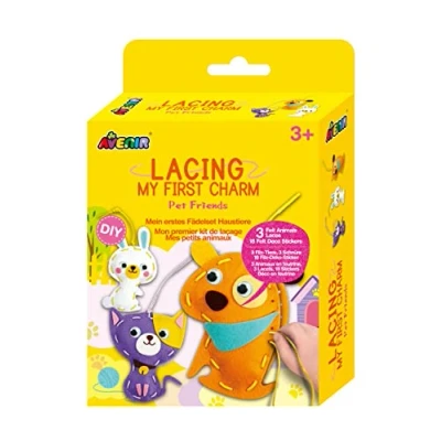 Image of Avenir My First Lacing Kit Little Pets Improve Sewing and Stitching Skills Creative Fun for Kids 3+, Yellow
