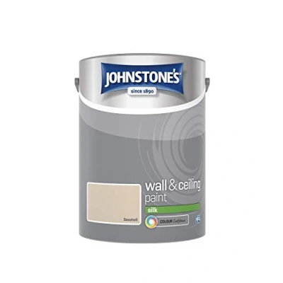 Image of Johnstone&#039;s Wall &amp; Ceiling Paint Seashell Silk Finish Emulsion Fantastic Coverage Easy to Apply Dry in 1 2 Hours 12m2 per Litre 5L