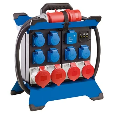 Image of as Schwabe Tragbarer Stromverteiler STECKY Duo 3 Stecker + 6 Schuko Dosen 4 CEE Buchsen 2 USB Ports Mobiler Stromverteilerkasten Für Innen &amp; Außenbereich IP44 Made in Germany I 60933