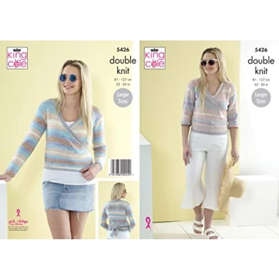 Image of King Cole 5426 Knitting Pattern Womens Wrap Cardigans in Beaches DK