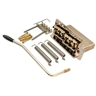 Image of Musiclily Pro 52.5mm Vintage 6 Screw Tremolo Bridge 36mm Solid Brass Block for Squier Strat Style Electric Guitar, Gold