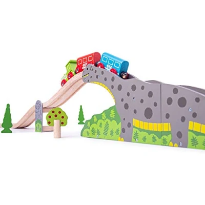 Image of Bigjigs Rail Bronto Riser Dinosaur Train Set Accessory, Wooden Track &amp; Accessories, Railway Toys Trains For Kids, Age 3+ Years, Not Included