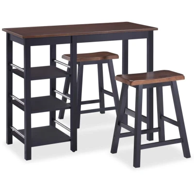 Image of vidaXL Bar Set 3 Pieces MDF Black