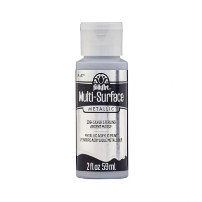 Image of FolkArt Multi Surface Metallic Acrylic Paint, Sterling Silver, 59 ml (Pack of 1)