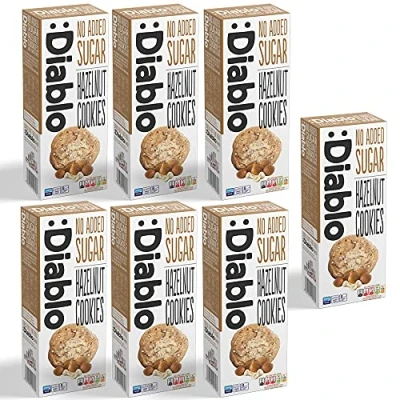 Image of Diablo Hazelnut Cookies No Added Sugar Sweetened with Maltitol 135g (Pack Of 7)