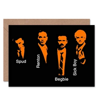 Image of Wee Blue Coo MOVIE PROMO TRAINSPOTTING EDINBURGH SCOTLAND BLANK GREETINGS CARD