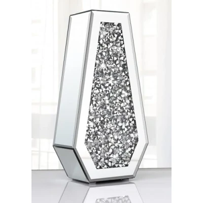 Image of Crushed Diamond Mirror Vase, 30cm, Silver, Glass, Decorative Bling Crystal Vase for Home Decor, Centrepieces