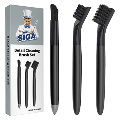 Image of MR.SIGA Grout Cleaner Brush Set, Detail Cleaning Set for Tiles, Sinks, Drains, Edge, Crevice
