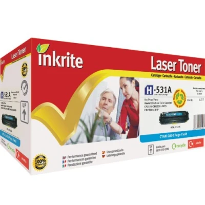Image of Inkrite Remanufactured Toner Cartridge Replacement for HP CC531A Cyan