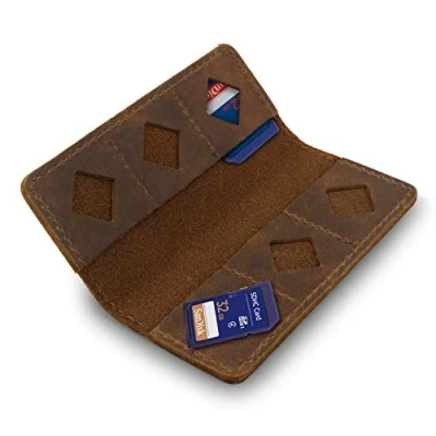 Image of MegaGear MG1711 Leather SD Card Holder Brown, 10.0 cm*4.5 cm*2.0 cm