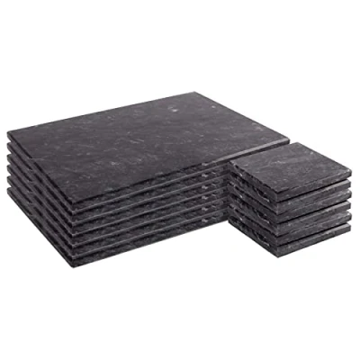 Image of 12pc Black Marble Placemats &amp; Square Coasters Set By Argon Tableware