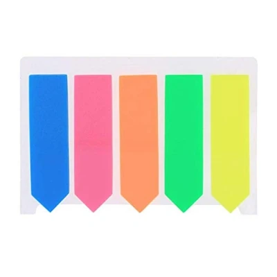 Image of 100Pcs Plastic Index Label Text Highlighter Strips, Sticky Notes Page Transparent Tabs Flags Stickersr,5 Colors