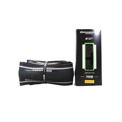 Image of Pirelli Cinturato Velo TLR Folding Road Bike Tyre, Clincher, 700 x 35c, Black, Reflective Sidewall