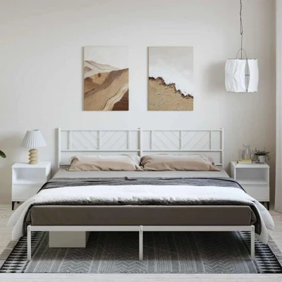 Image of Metal Bed Frame without Mattress with Headboard White 183x213cm vidaXL