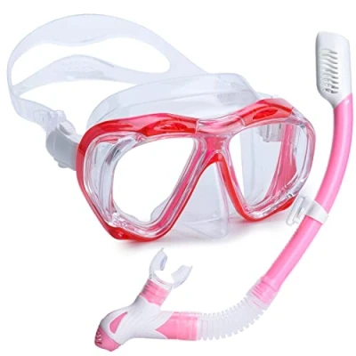 Image of Dizokizo Snorkel Set Adults Mask 180 Panoramic View Anti Fog Leak Adjustable Straps Easy Breathing Diving for Scuba Swimming