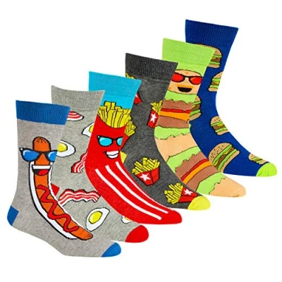 Image of Mens Crew Socks Mid Calf Funky Colorful Funny Cotton Food 6 11