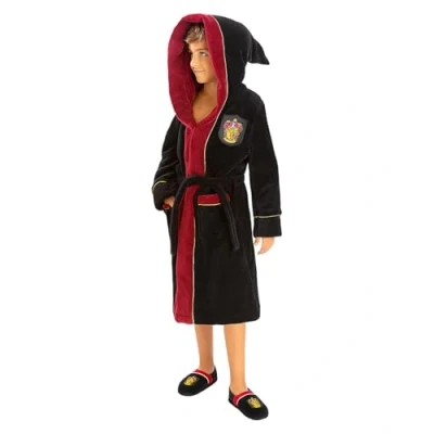 Image of Funidelia Gryffindor Dressing Gown Harry Potter for boys and girls Hogwarts, Wizards merchandise, comfortable lounge wear accessories kids Size 10 12 years Dark red