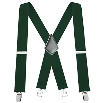Image of YYKSYDPT Braces for Men Trousers with Very Strong 4 Clips 50 MM Wide Duty Suspenders X Style Adjustable Brace (Green)