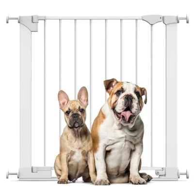 Image of Bettacare SafeStep Dog Gate, White, 75cm 82cm, Extra Low Walkthrough, Pressure Fit Safety Pet Gate for Stairs, Hallways and Doors, Easy Installation