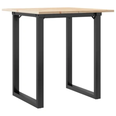 Image of vidaXL Dining Table O Frame 70x70x75 cm Solid Pine Wood &amp; Cast Iron for Kitchen, Living Room, Room