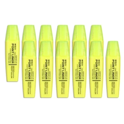 Image of M&amp;G Yellow Highlighter, 12 Pack High Lighters Highlighters No Bleeds Highliters Pens Neon Thick Cute Bulk Clear View Bright Tip Marker for Books