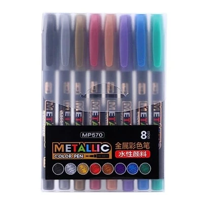 Image of KLOVA 8 Colors Metallic Marker Paint Pens Set Highlights Permanent Art Rock Painting Acrylic Drawing Markers Epoxy Resin Pen