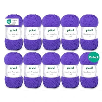 Image of Gründl Lisa Premium Uni Pack of 10 Balls, Acrylic, Dark Purple 21, 10x 50g