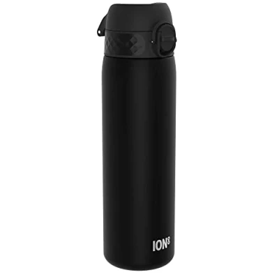 Image of Ion8 500ml Water Bottle, BPA Free, Leakproof, Dishwasher Safe, Easy Open, Secure Lock, Clear Drinks Bottle for Boys &amp; Girls, Small Gym Sports Drinking 500ml, Black