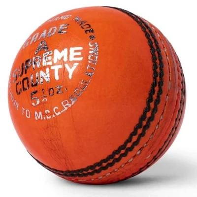 Image of Zipper Leather Cricket Ball Senior Match Quality Hand Stitched Balls 5.50oz Weight (Supreme County (Orange), Pack of 1)