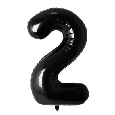 Image of Black Number 2 Foil Balloon, 101cm (2 pack)