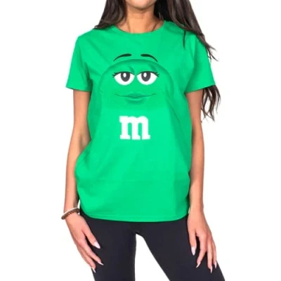 Image of M&amp;M&#039;s Chocolate Candy Character Face Juniors T Shirt (Medium, Green)