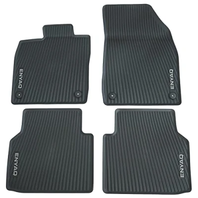 Image of Skoda 5LA061500 All Weather Floor Mats, 4 x Rubber with Enyaq Lettering, Black/Grey