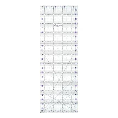 Image of The Quilted Bear Quilting Rulers Transparent Acrylic Non Slip &amp; Patchwork Ruler with Clear Black Lines 30, 45 60 Degree Angles (8.5&quot; x 24&quot;)