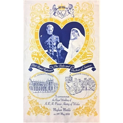Image of Prince Harry and Meghan Markle Wedding Day Tea Towel