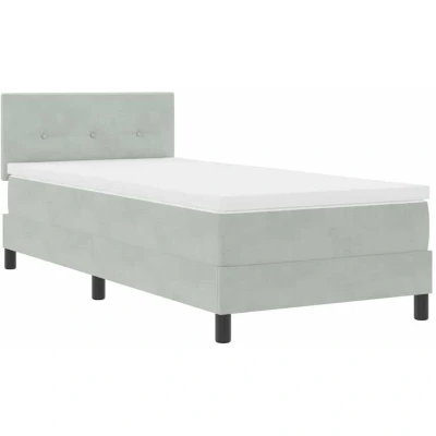 Image of vidaXL Box Spring Bed with Mattress Light Grey 90x200 cm Velvet
