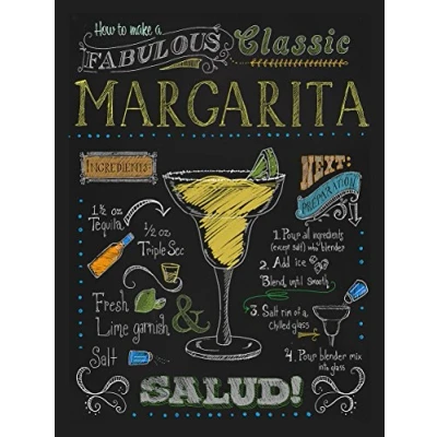 Image of MARGARITA RETRO METAL TIN WALL PLAQUE SIGN NOVELTY GIFT Home bar shed man cave KITCHEN (150MM X 200MM (6&quot; 8&quot;)