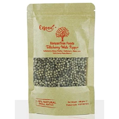 Image of BanyanTree Foods White Pepper Peppercorns 100g All Natural, Indian Origin