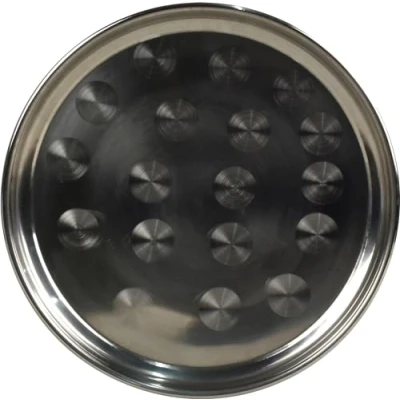 Image of Sterling Ventures Round Stainless Steel Serving Tray Display Food &amp; Fruits Party Pub Club Restaurant Home Barbecue Full Surface Mirror Polished Dishwasher Safe (Silver Finishing 35CM)