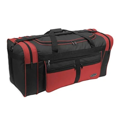 Image of ARIANA Lightweight Holdall Duffle Cargo Travel Cabin Gym Bag 2002 (Medium 25&quot; (L65xW29xH32 cm), Black Red)