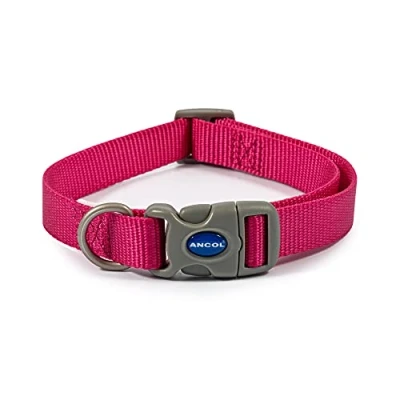 Image of Ancol Viva Adjustable Collar Pink, Size 2 5/Medium, Fits neck 30 50cm, Quick Fit, Lightweight, Weather Proof