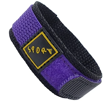 Image of Talk Time Wrap Around Hook and Loop Sports Nylon Watch Strap Band Purple 18mm