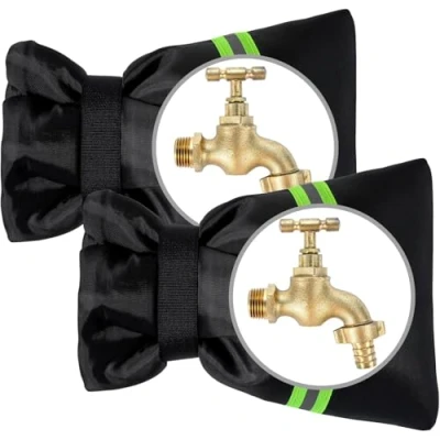 Image of Outside Tap Covers for Winter Thickened Outdoor Garden Cover Insulated Protector with Reflective Strip Waterproof Thermal Jacket Faucet Frost Freeze Protection (2Pcs, 25x18cm)