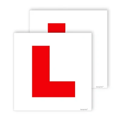 Image of Pack of 2 L Plates Sticker (180 x 180 mm) for Car Self Adhesive Waterproof Motorcycle Learner Sara Prints®