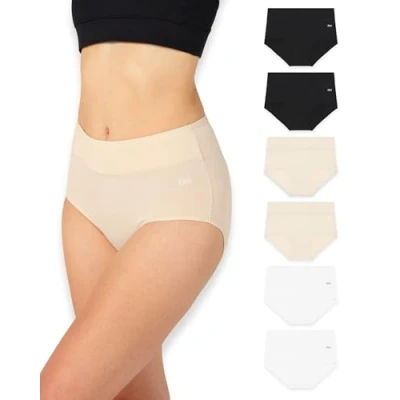 Image of Bea 6 pack Bamboo High Waisted Women&#039;s Underwear Super Soft, Breathable, Slight Tummy Control Knickers